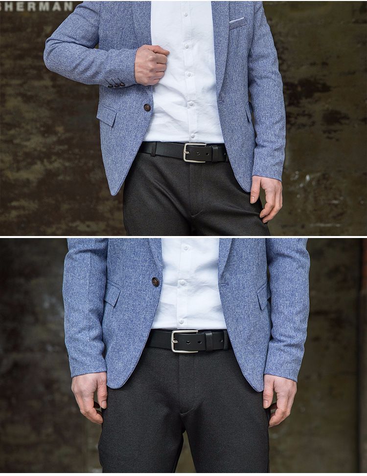 卡西亚 真皮男士皮带 头层牛皮腰带休闲男式 商务男款纯铜针扣