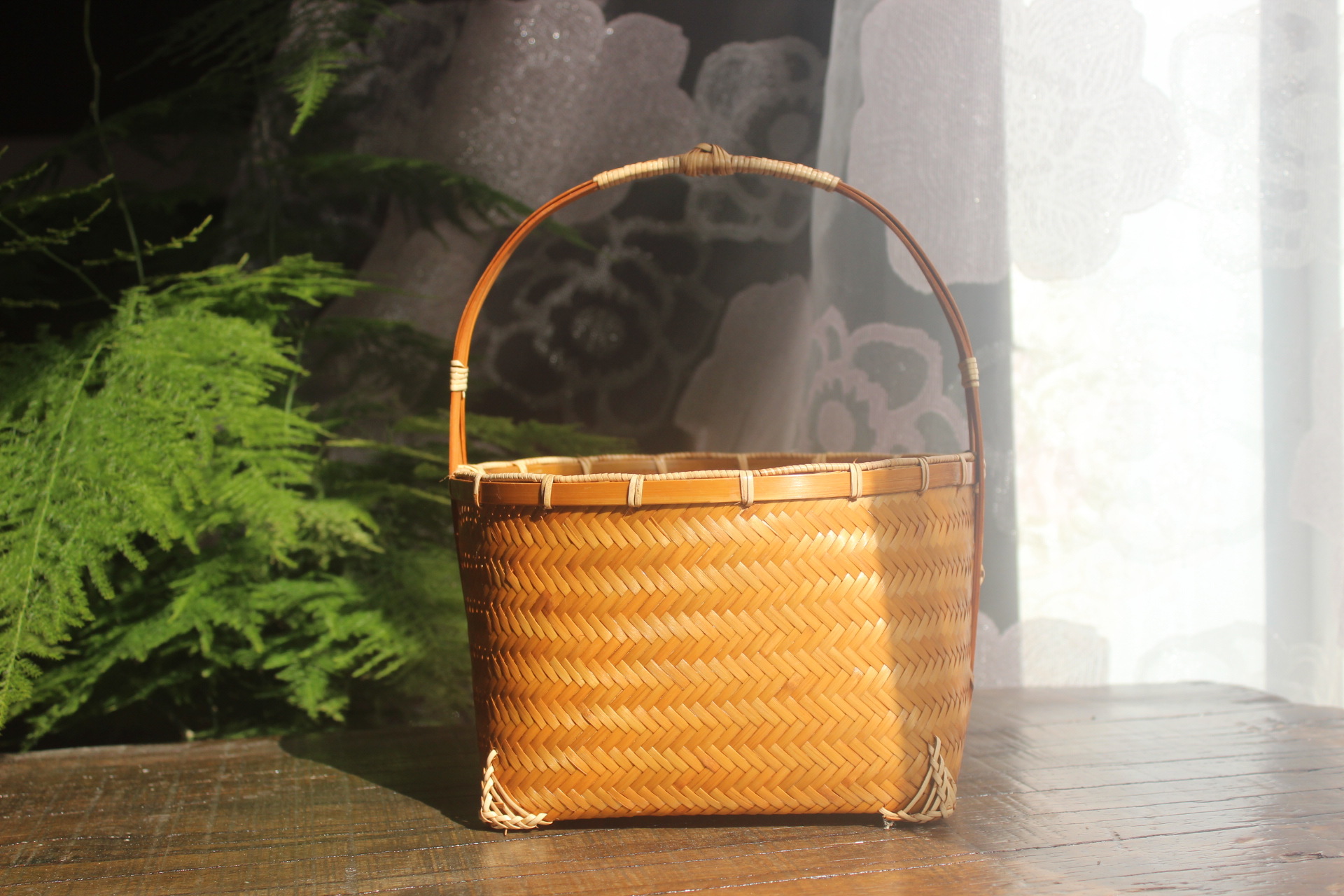 手工竹编提篮竹子编织篮子茶具收纳筐家用置物篮中式田园水果篮