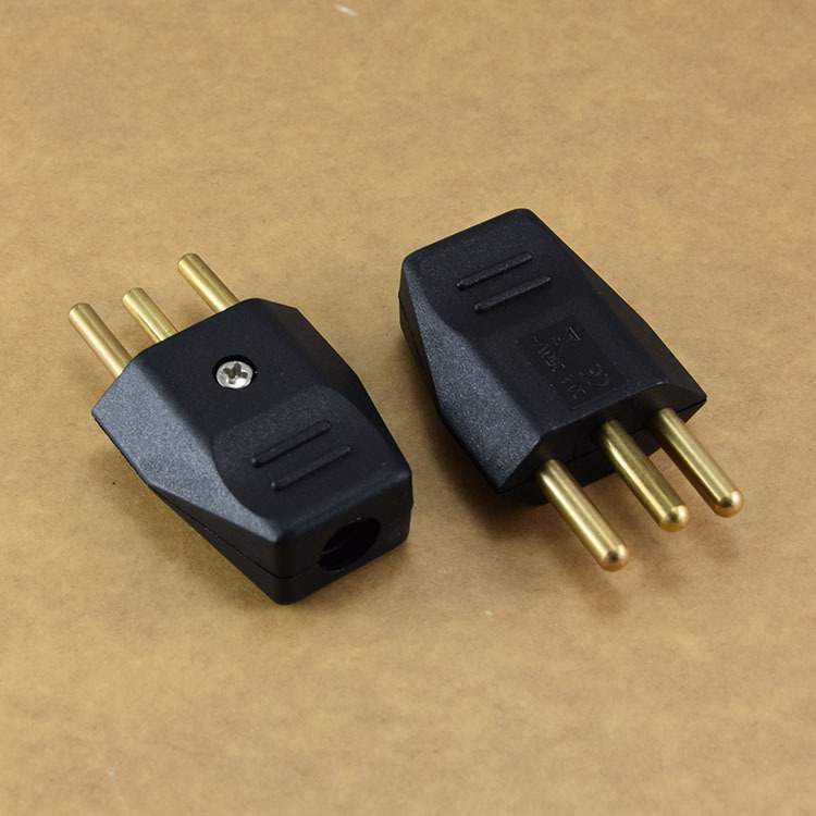 10a250vac巴西可拆卸接线三脚插头 纯铜巴西组装式电源线插头