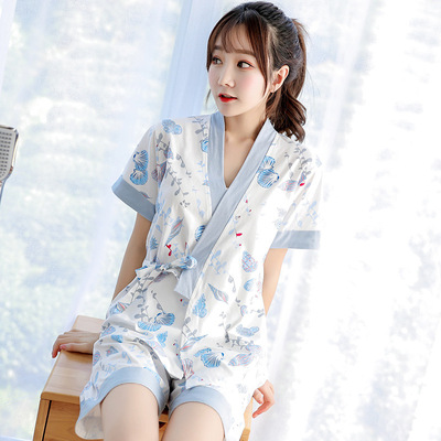 实拍2018日式和服睡衣女夏季 日系甜美小贝壳