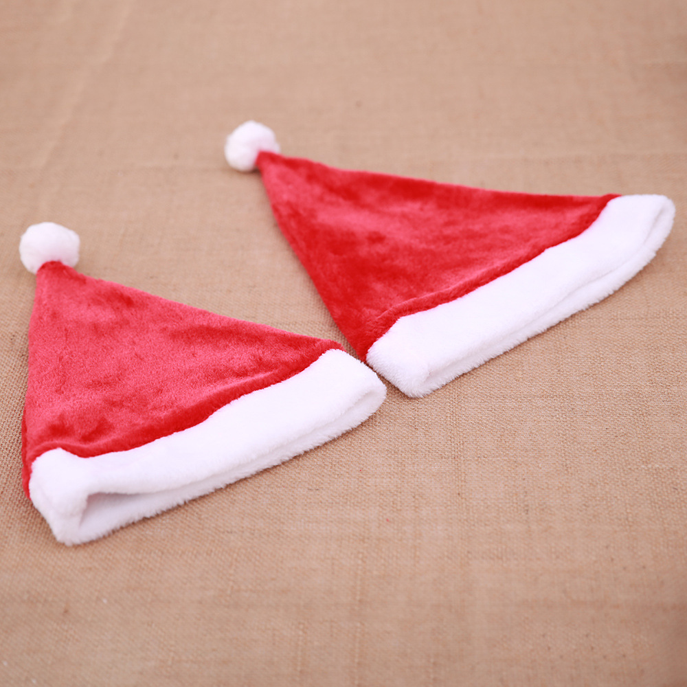 Christmas Decoration Supplies High-End Christmas Short Plush Hat Christmas Product Adult Christmas Hat Party Dress up