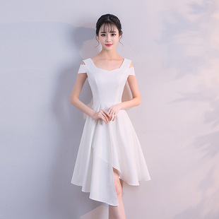 2018新款时尚性感中长款生日聚会晚礼服批发 优雅白色礼服女宴会