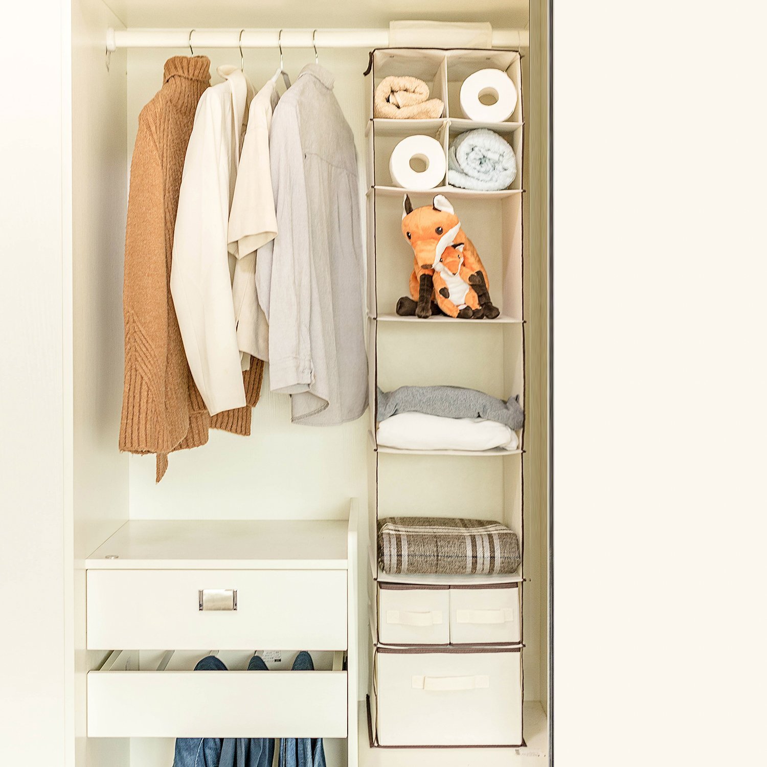 跨境专供 亚马逊热销无纺布多层收纳挂橱多功能挂袋