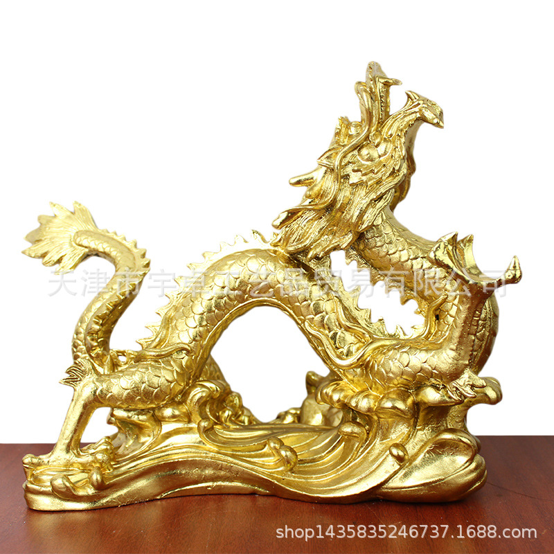 宇卓铜器纯铜黄铜龙贴金抬头龙生肖龙鎏金龙工艺品摆件