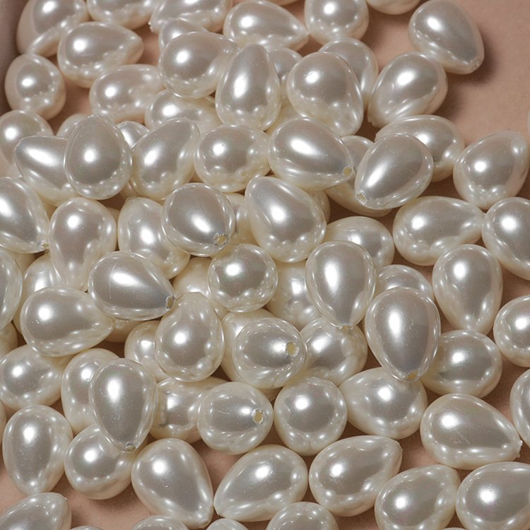 天然水滴贝壳珠半孔 8*11mm白色天然贝珠散珠批发 diy饰品配件