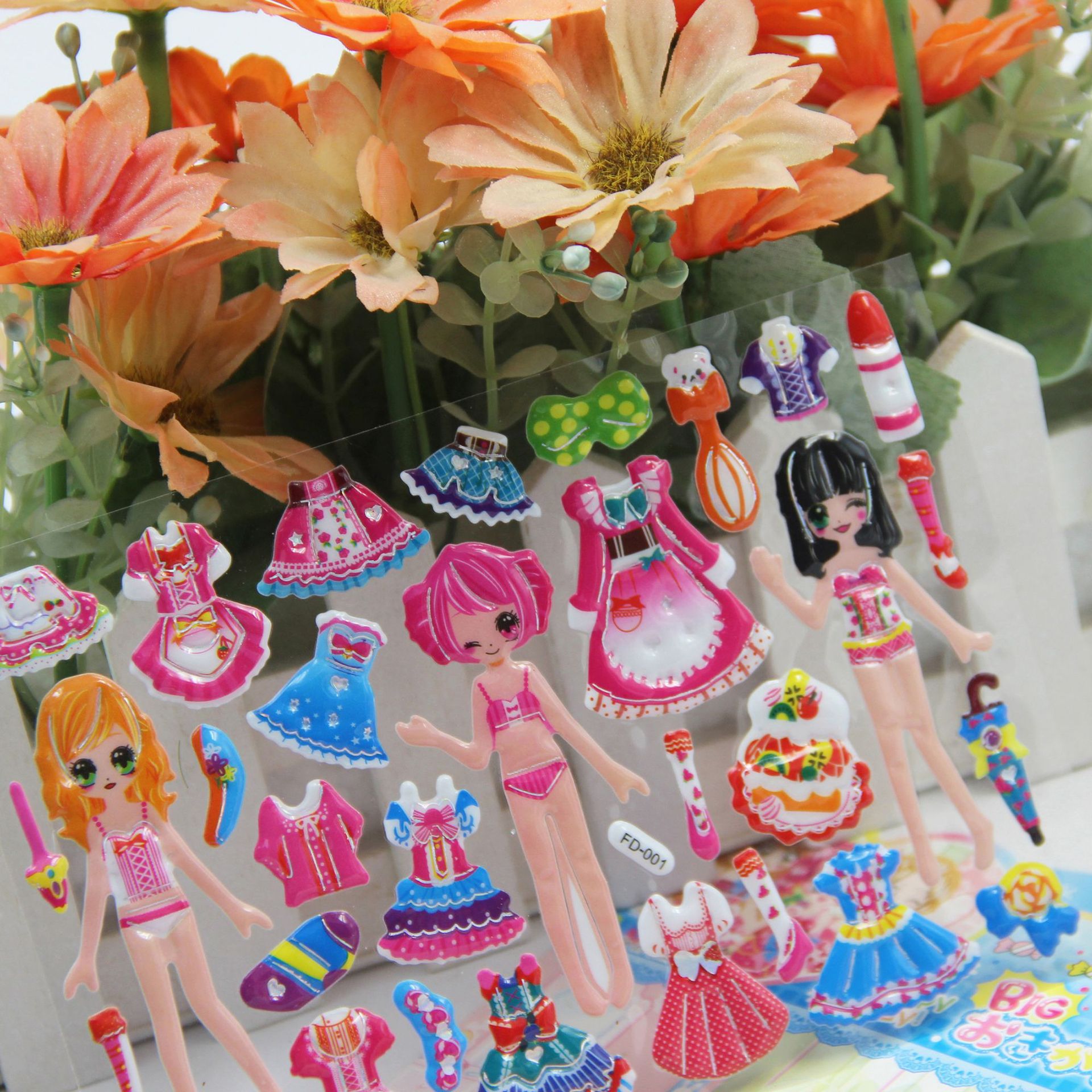 儿童换装贴纸 卡通公主换装立体泡泡贴 女孩换装贴纸 pvc可定制