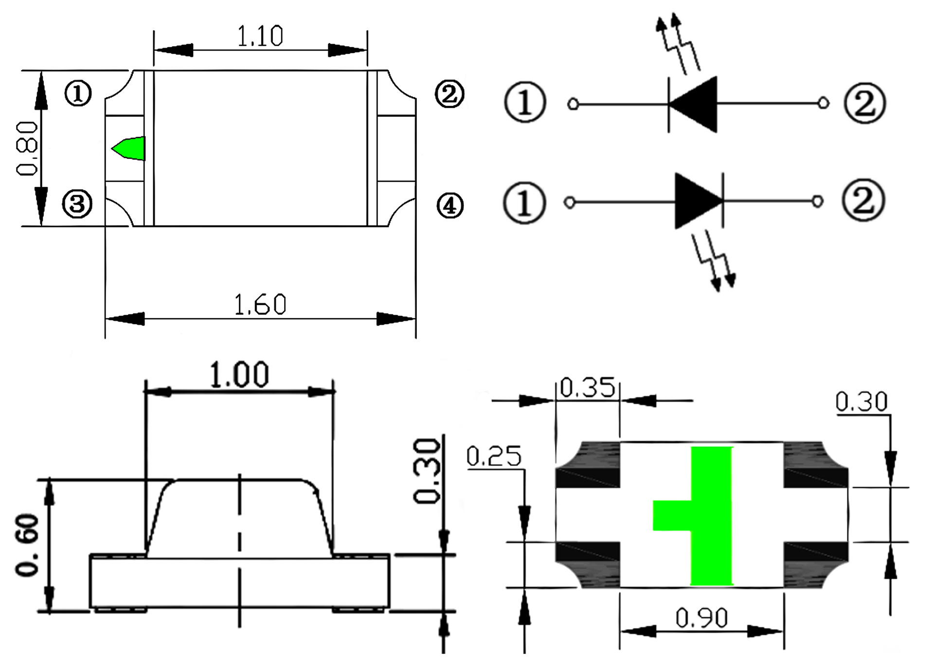 0603无极红蓝双色贴片led灯珠单体无极灯0603红蓝1.8*0.8*0.