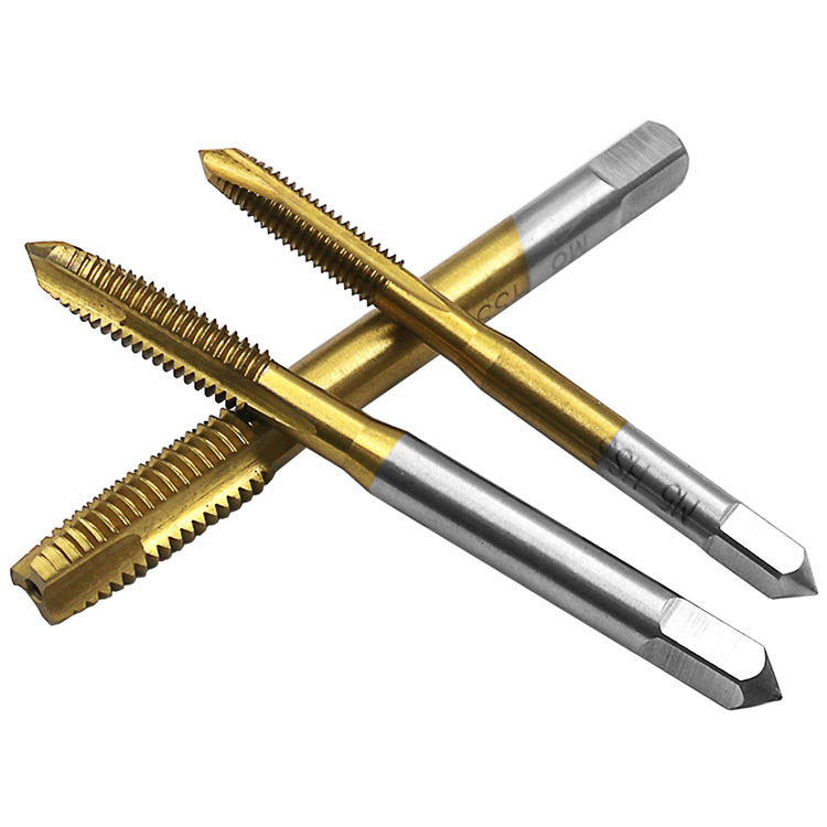 镀钛螺尖机用直槽丝锥m3-m8 高速钢攻丝攻内螺纹套装 螺尖开孔器