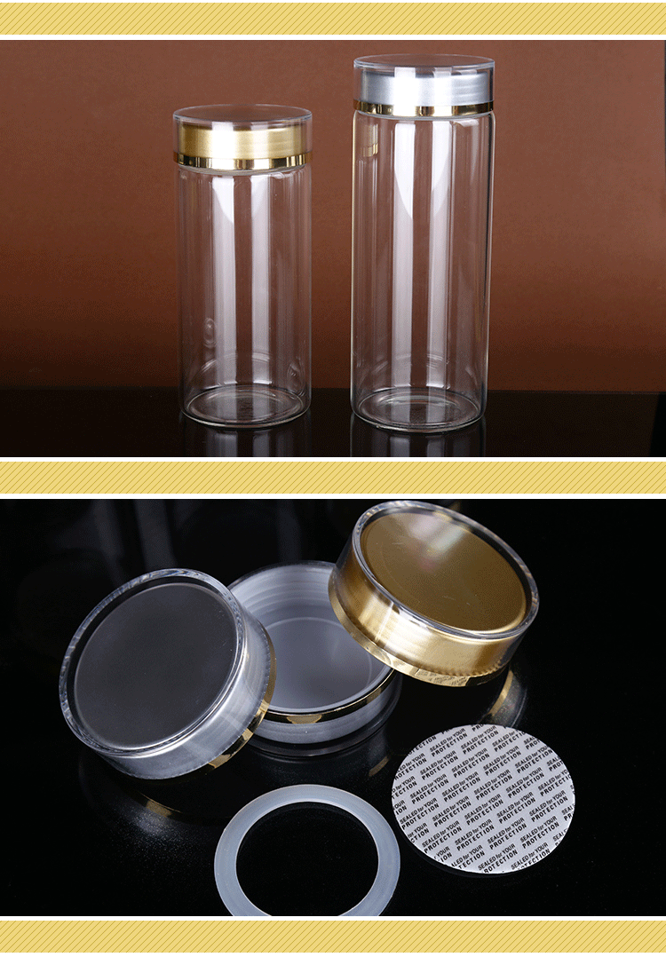 高硼硅玻璃罐银色盖子透明瓶身玻璃瓶简约实用玻璃制品厂家直销