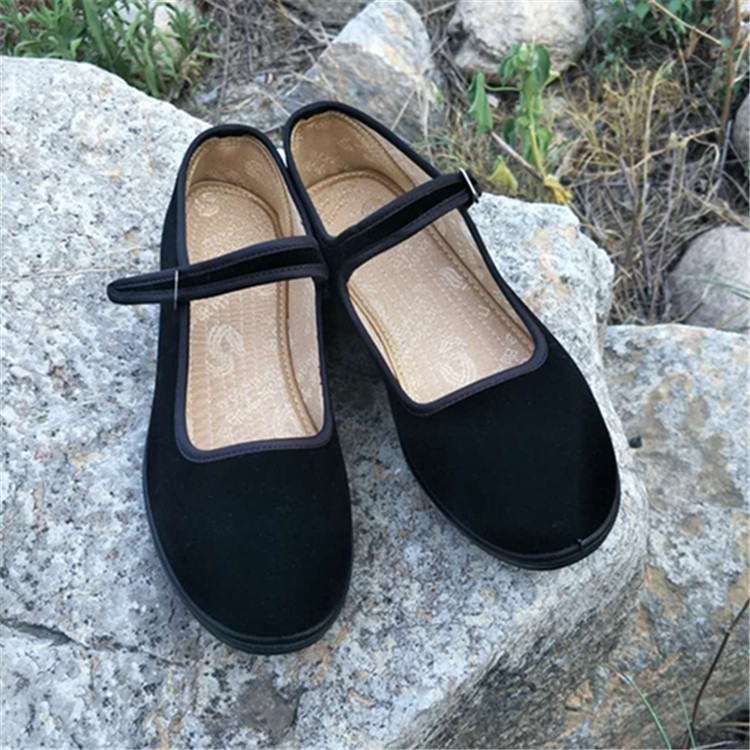 厂家供应3520平绒礼仪鞋平跟工作鞋酒店礼仪工作鞋女式军工布鞋