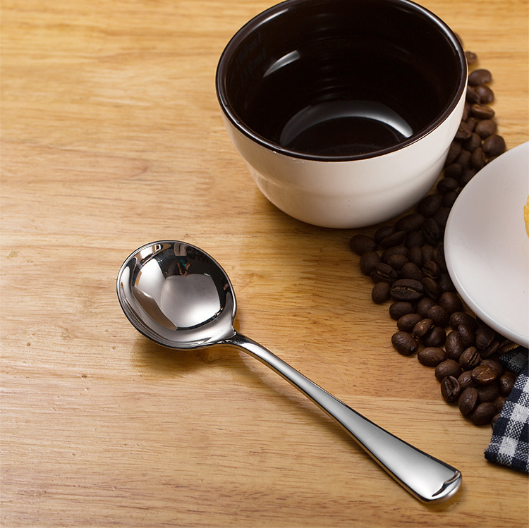 厂家批发标准咖啡杯测勺304不锈钢杯测匙奶泡勺杯测更加厚手柄