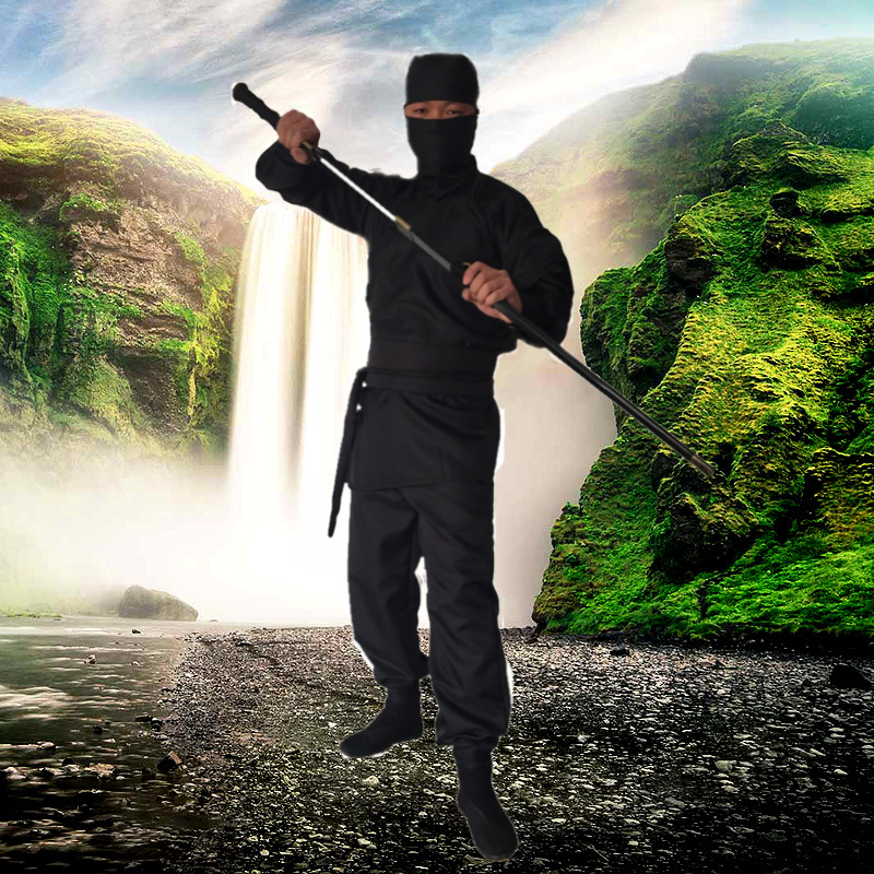 新款古装黑衣人刺客服夜行衣男女蒙面服武侠盗贼土匪勇士演出服装