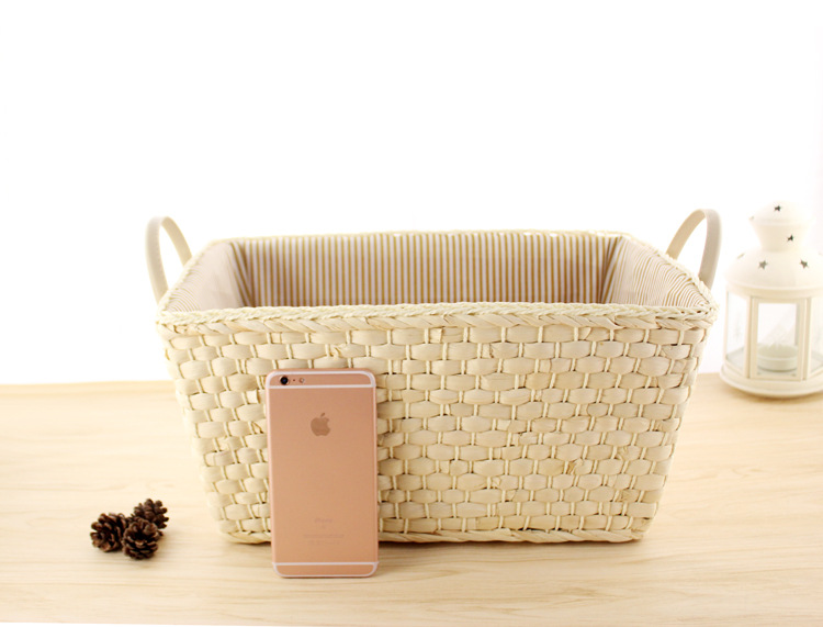 北欧手编玉米皮收纳筐编织收纳箱脏衣篮杂物整理箱收纳篮