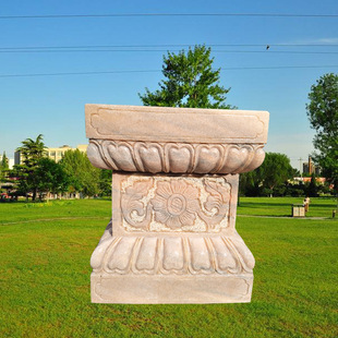 石雕底座石头基座晚霞红石材莲花底座石质浮雕底座筑基石须弥座