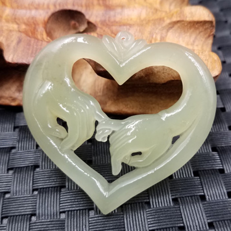 新款批发天然玉石a货和田玉永结同心挂件和田玉百年好合挂件玉牌