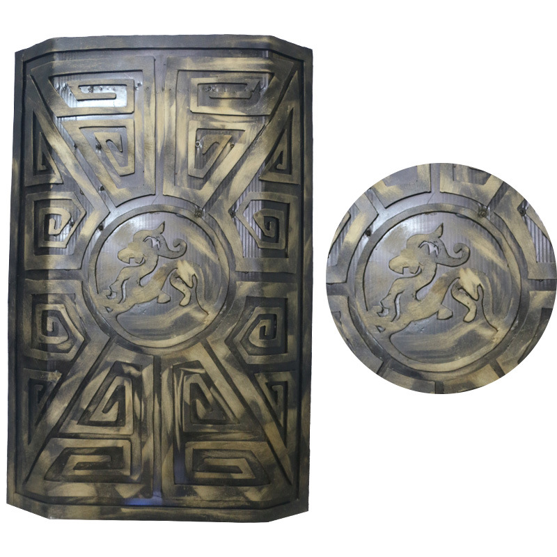 仿古盾牌戏剧戏曲舞台演出道具汉朝秦朝虎头cos长戈兵器可定制