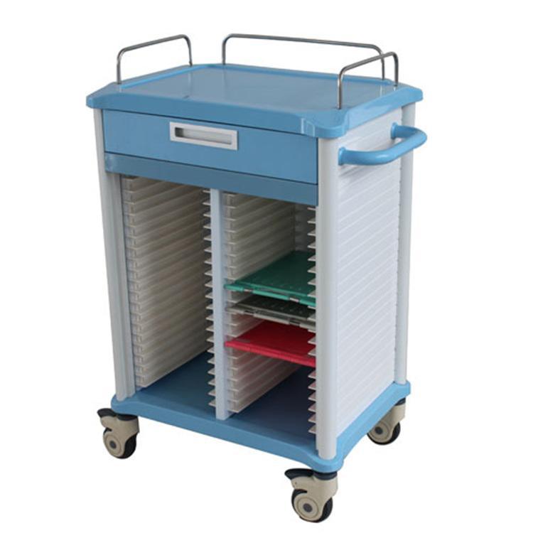 辰铭医疗 多种规格abs病历夹车 医疗器械推车 40格双列病历车