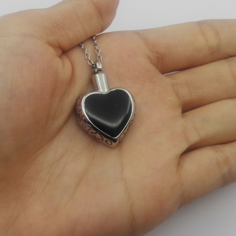 不锈钢 心形 骨灰盒 香水盒 吊坠项链 p739