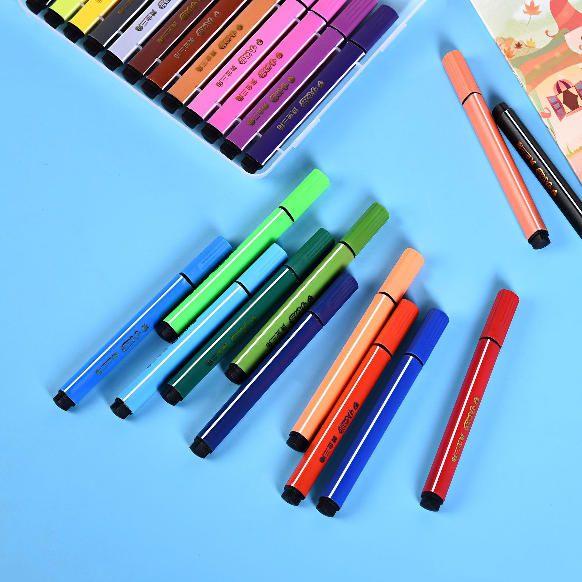 开学季文具水彩笔套装三角可擦洗儿童美术24色绘画水彩笔美术用品