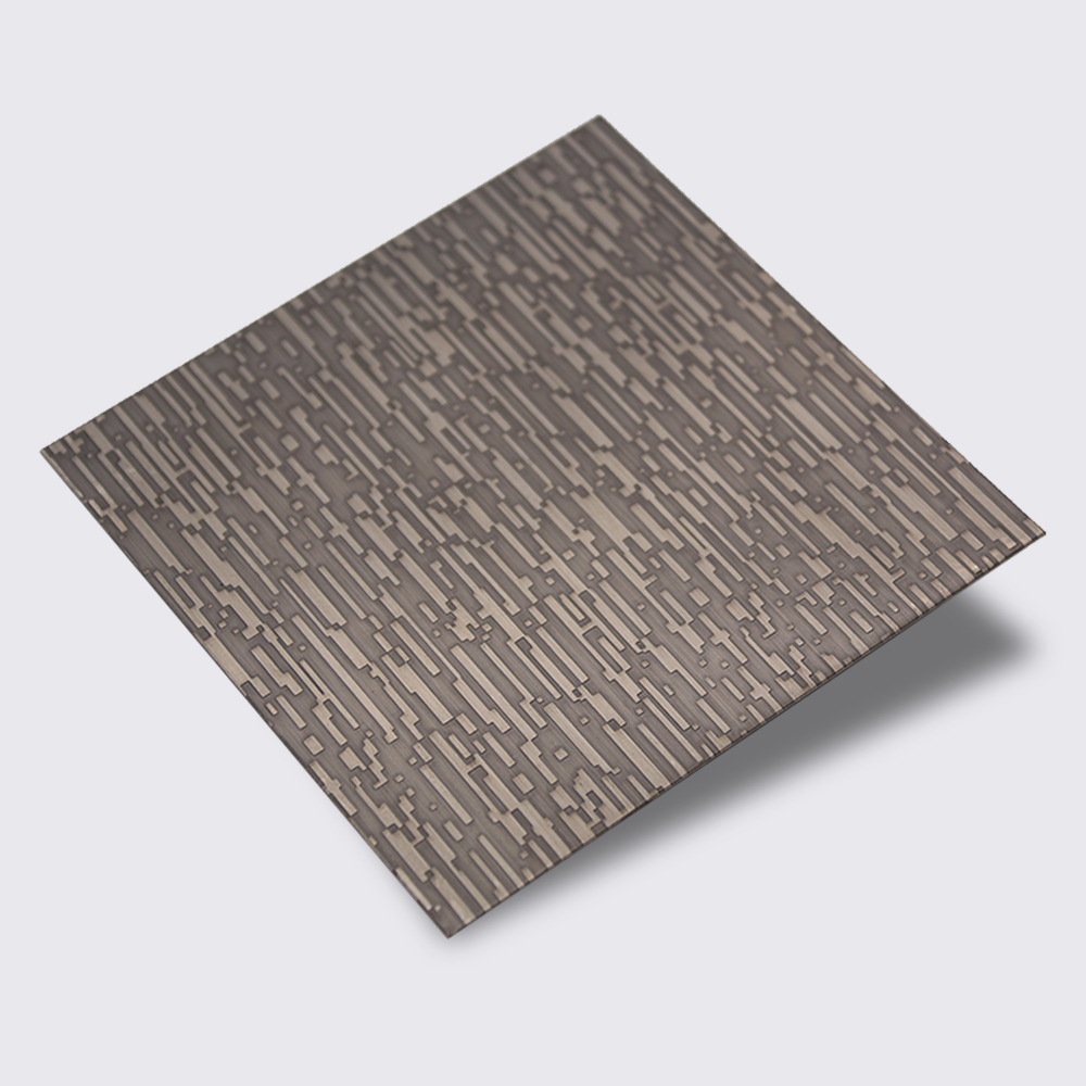 青古铜蚀刻不锈钢板304 拉丝青古铜不锈钢蚀刻板 拉丝蚀刻不锈钢