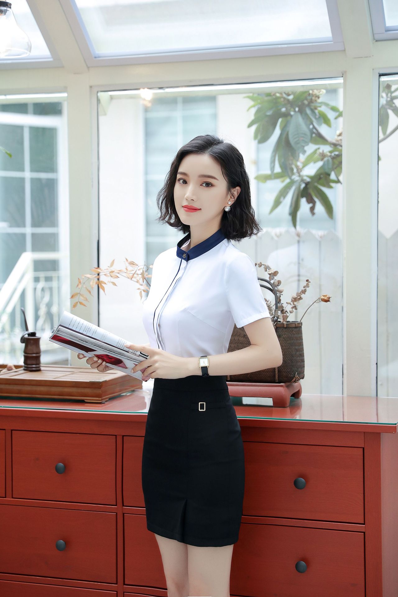 夏季衬衫女短袖职业正装修身寸衣工作服女士商务工装职业衬衣批发