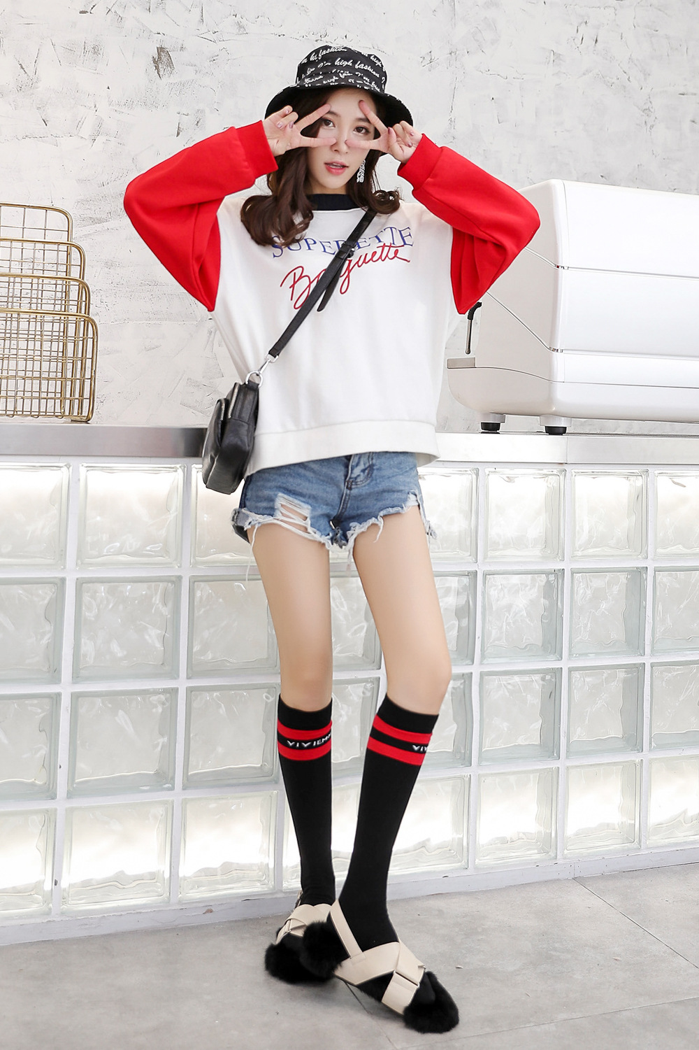 小腿袜女日系及膝袜纯棉堆堆学院风半筒袜中长筒潮运动半截袜2028