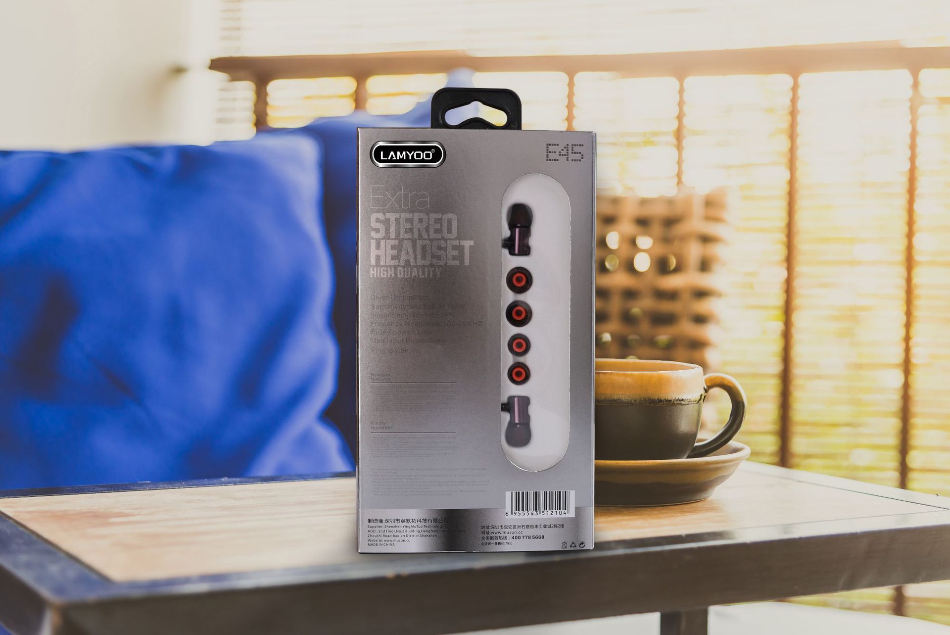 lamyoo蓝雨-e45入耳线控耳机 来自铁三角调音师调音 采用进口振膜