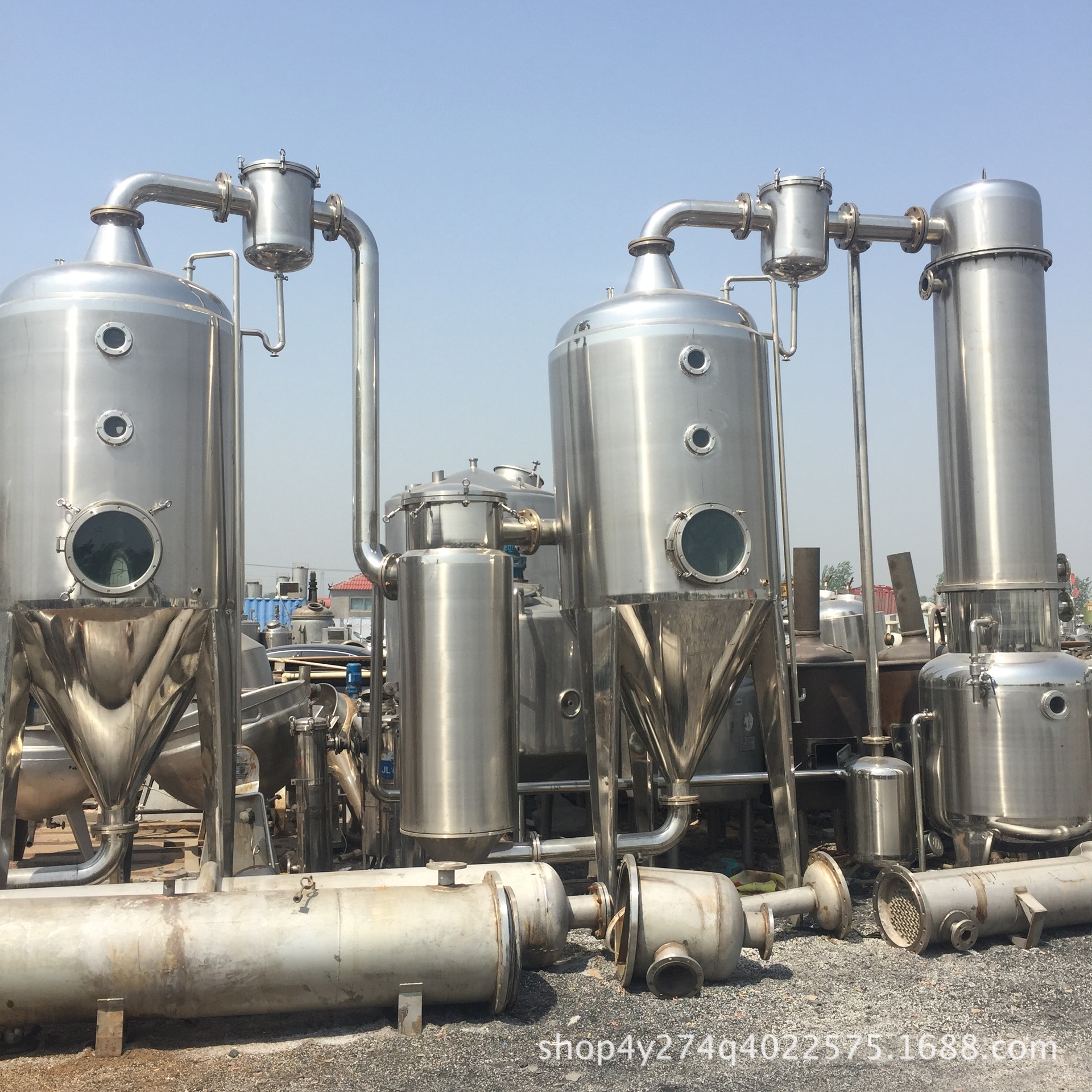 江苏转让三效强制外循环浓缩蒸发器 20吨钛材四效高盐废水蒸发器