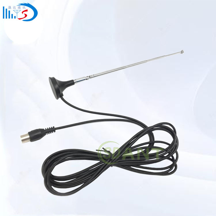 晟达拉杆伸缩天线电视天线家用fm收音机调频天线吸盘磁性底座全向