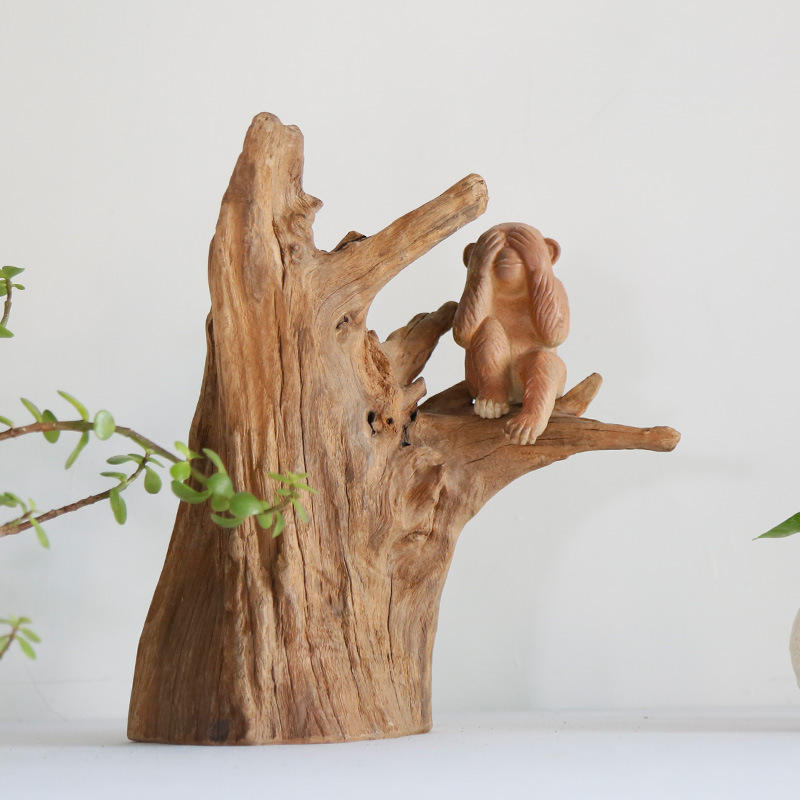 实木工艺品禅意根雕小摆件风化木禅意茶室装饰品