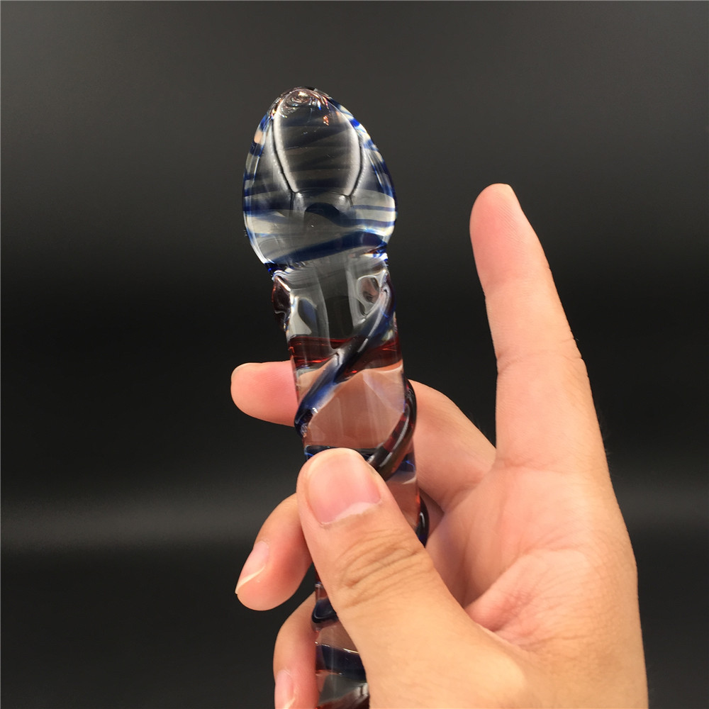 zcz彩棒水晶玻璃阳具男女双用成人用品冰火棒自慰器具后庭肛门塞