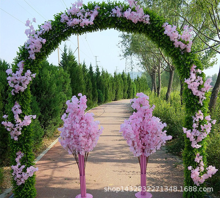 仿真樱花枝梨花桃花仿真迷雾凤尾婚庆假花路引拱门管道樱花树装饰