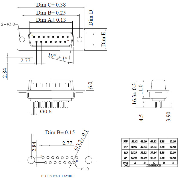 gjlconn 台湾正凌精工dp9焊板式db头公母插头/串口/com口 db公头