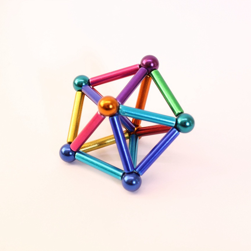 银色彩色磁力棒 套装36根磁力棒27颗钢珠diy成人益智磁性玩具拼装-阿