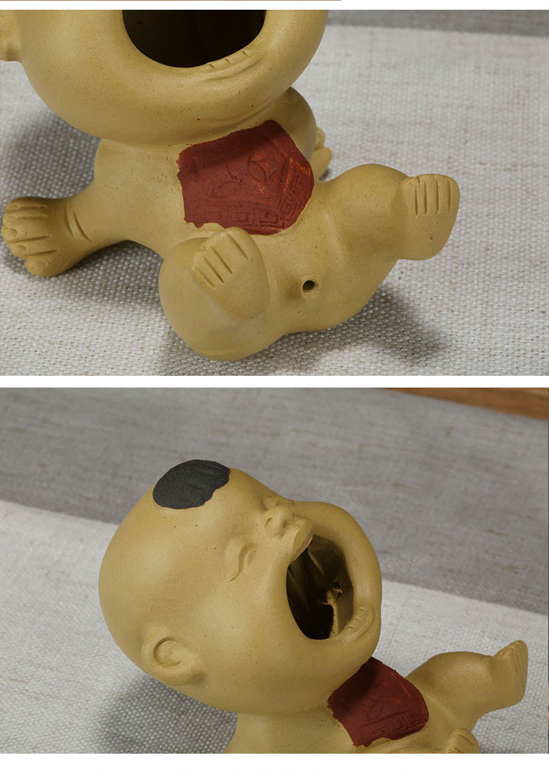 宜兴紫砂茶宠摆件大嘴娃陶瓷创意居家工艺品功夫茶具茶盘一件代发