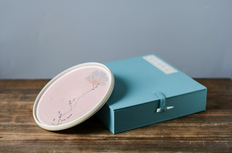 高端蓝色棉麻布艺盒盘子壶承锦盒包装盒伴手礼手工礼品盒子定制