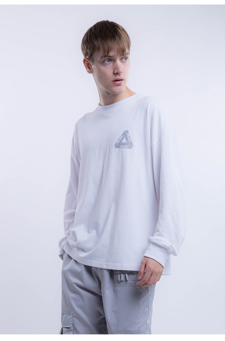 palace life 2018欧美潮牌秋冬新款男装 三角反光印花男式长袖t恤