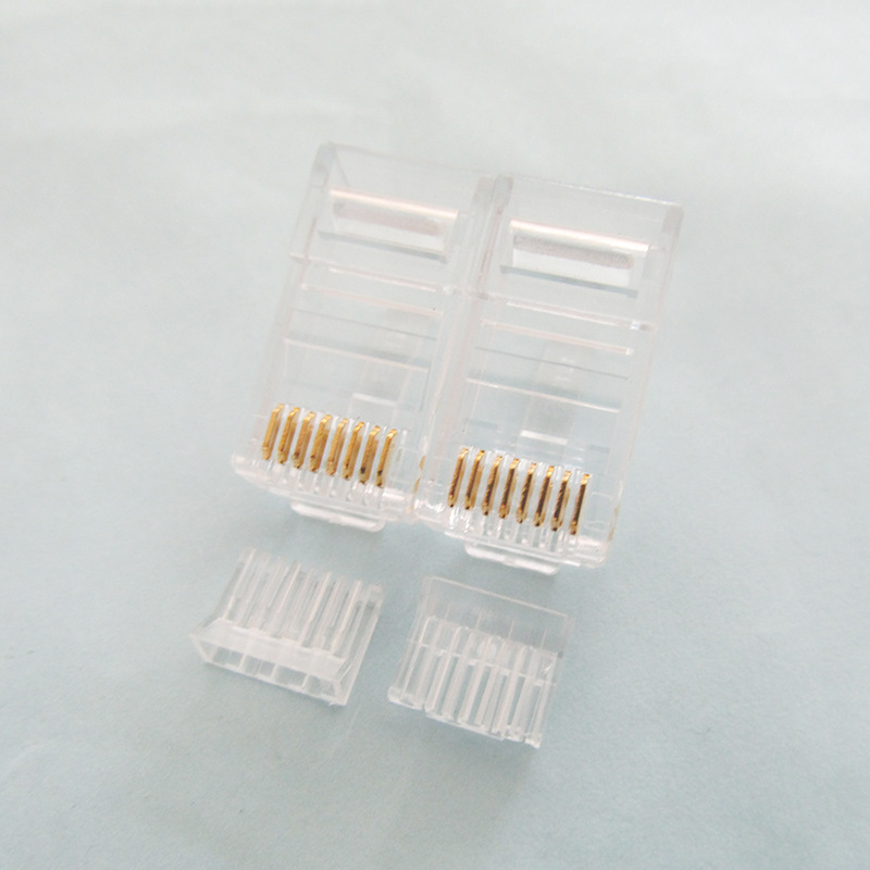 短体两件式水晶头三叉镀金芯片网线cat6千兆网络超六类水晶头批发