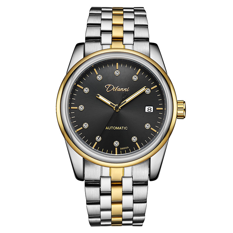 狄凡尼全自动机械表男士一件代发源头厂家镶钻表面防水精钢男手表