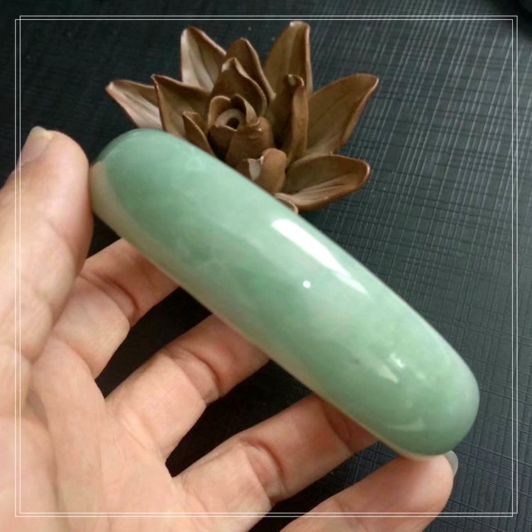 正品天然a货岫玉手镯 玉石镯子 冰种 水墨烟花镯子玉镯子包邮a93