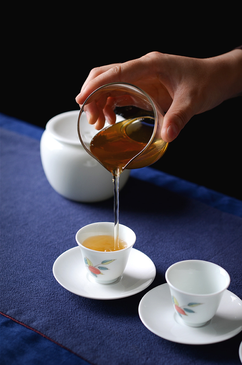 景德镇手绘玉兔套组釉下茶具三才盖碗茶杯手工白瓷泡茶功夫茶中秋