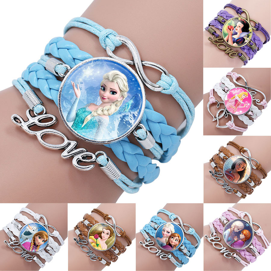 Hot Sale at AliExpress Blue Snow and Ice Qiyuan Aisha Anna Mermaid Cinderella Moana Princess Bracelet