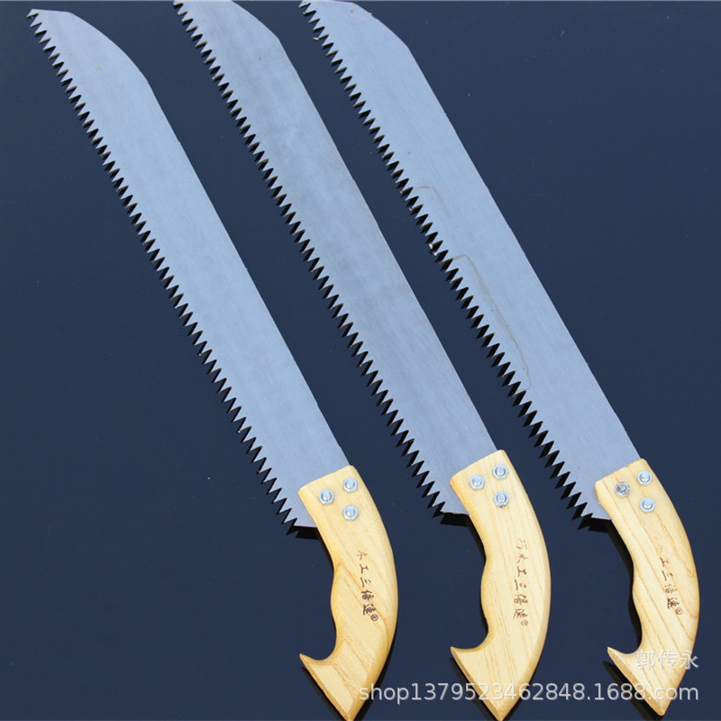 货源销售长650mm木柄弯把手锯 65锰钢加长木工锯 园林手板锯