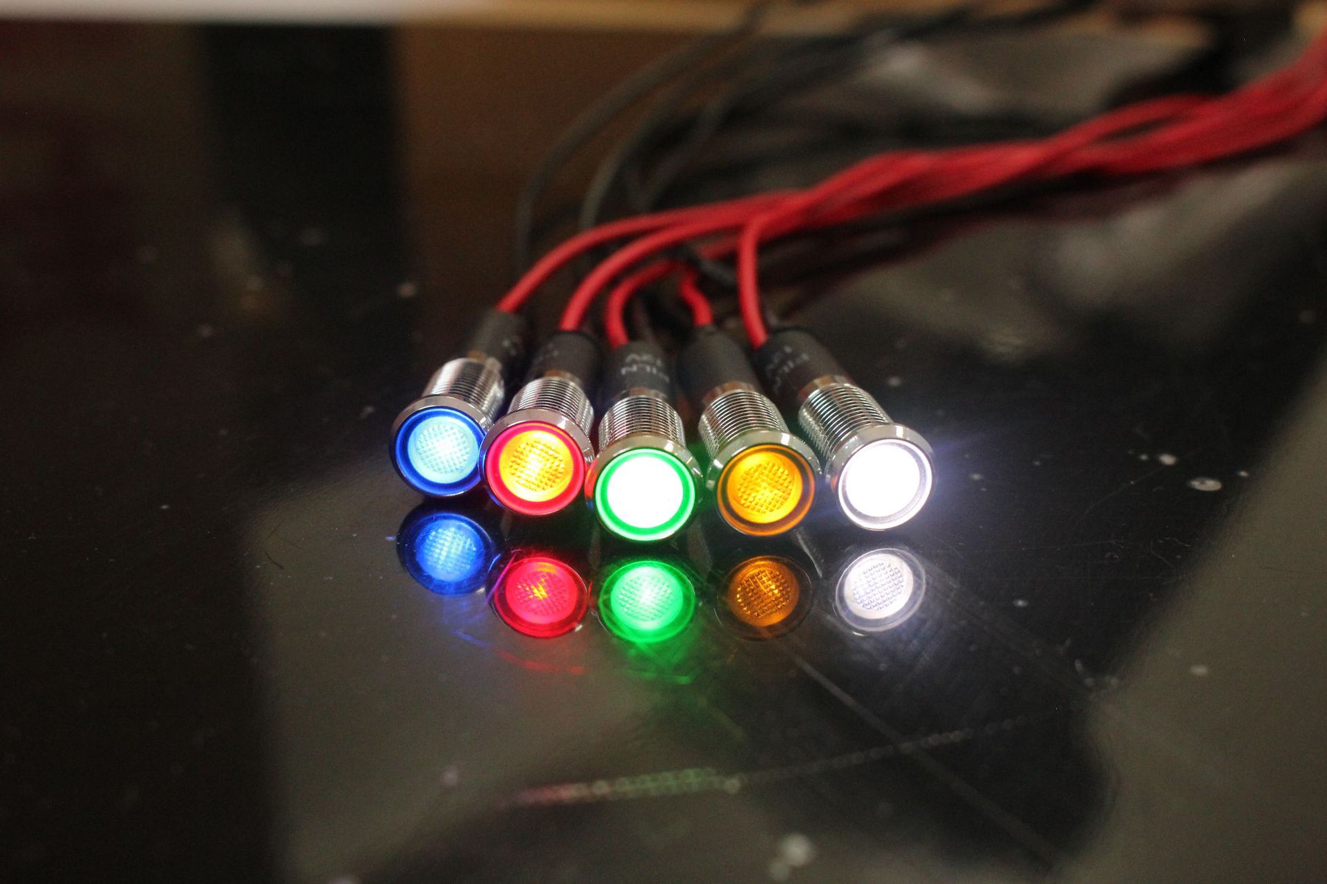 8mm金属指示灯 平头带线 红绿双色 led电源信号灯 厂家直销