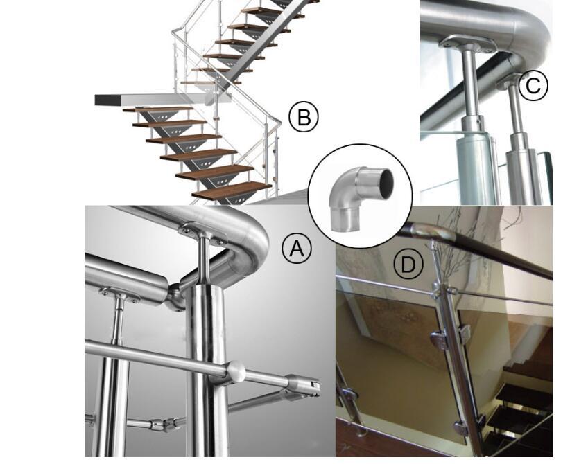 厂家直销 楼梯扶手五金配件90度弯头连接件楼梯立柱配件 非标定制