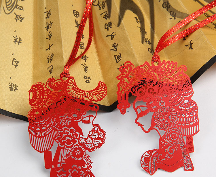 韩国文具 创意中国风镂空金属书签 古典京剧脸谱美女窗花书夹