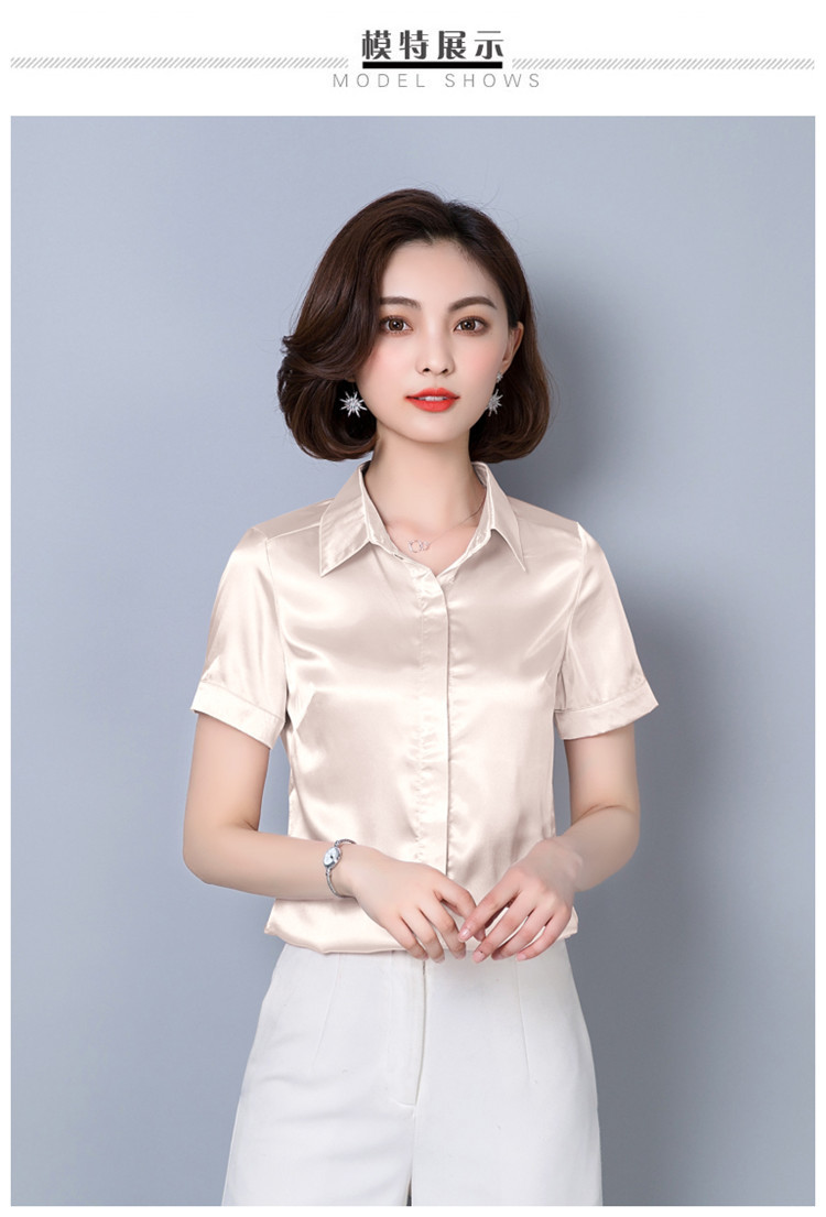 2018夏季新款休闲 真丝衬衫女上衣重磅桑蚕 丝女士衬衣宽松短袖t