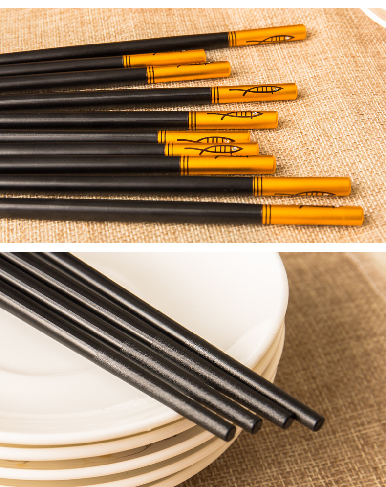 竹匠人家合金筷子10双家用厨房餐具家庭装日式防滑酒店非实木