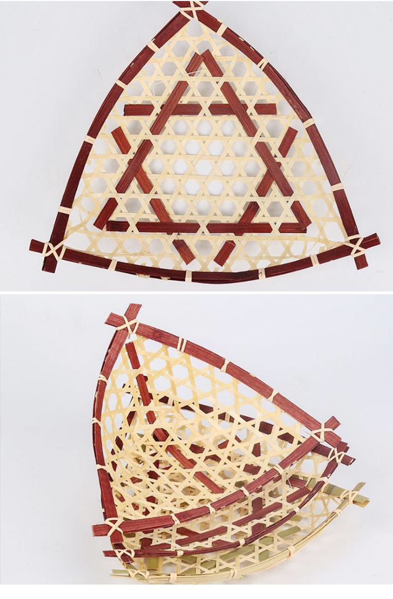 厂家直销 竹编三角篮 手工编织 酒店餐饮果盘专用工艺三角篮批发