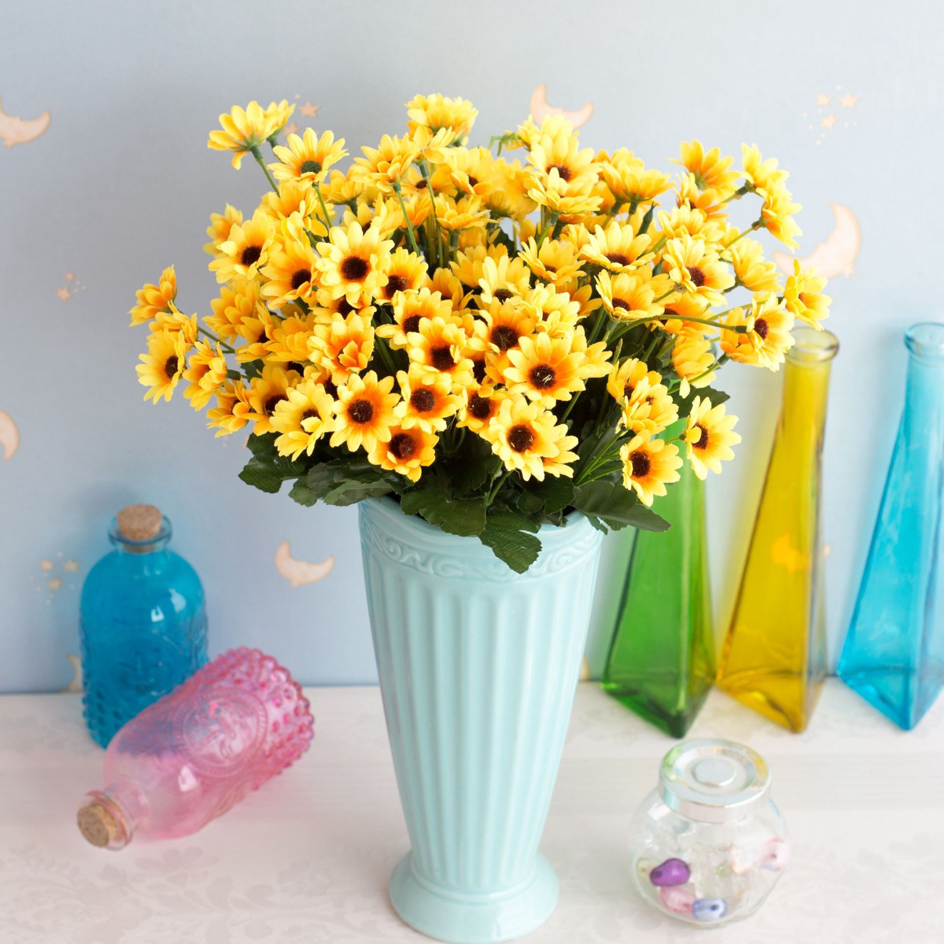 仿真24头太阳菊 假花绢花工艺摆件家居装饰拍摄道具插花配件